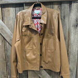 Anthropologie faux leather button up jacket